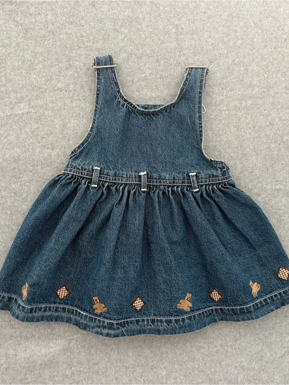Vintage Baby Gap Teddy Bear Denim Overall Dress 12-18 Months